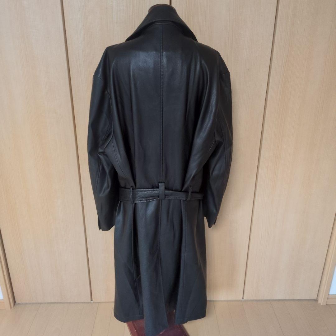 ZARA　ザラ　メンズ　オーバーサイズ　レザー調トレンチコート　黒　サイズM