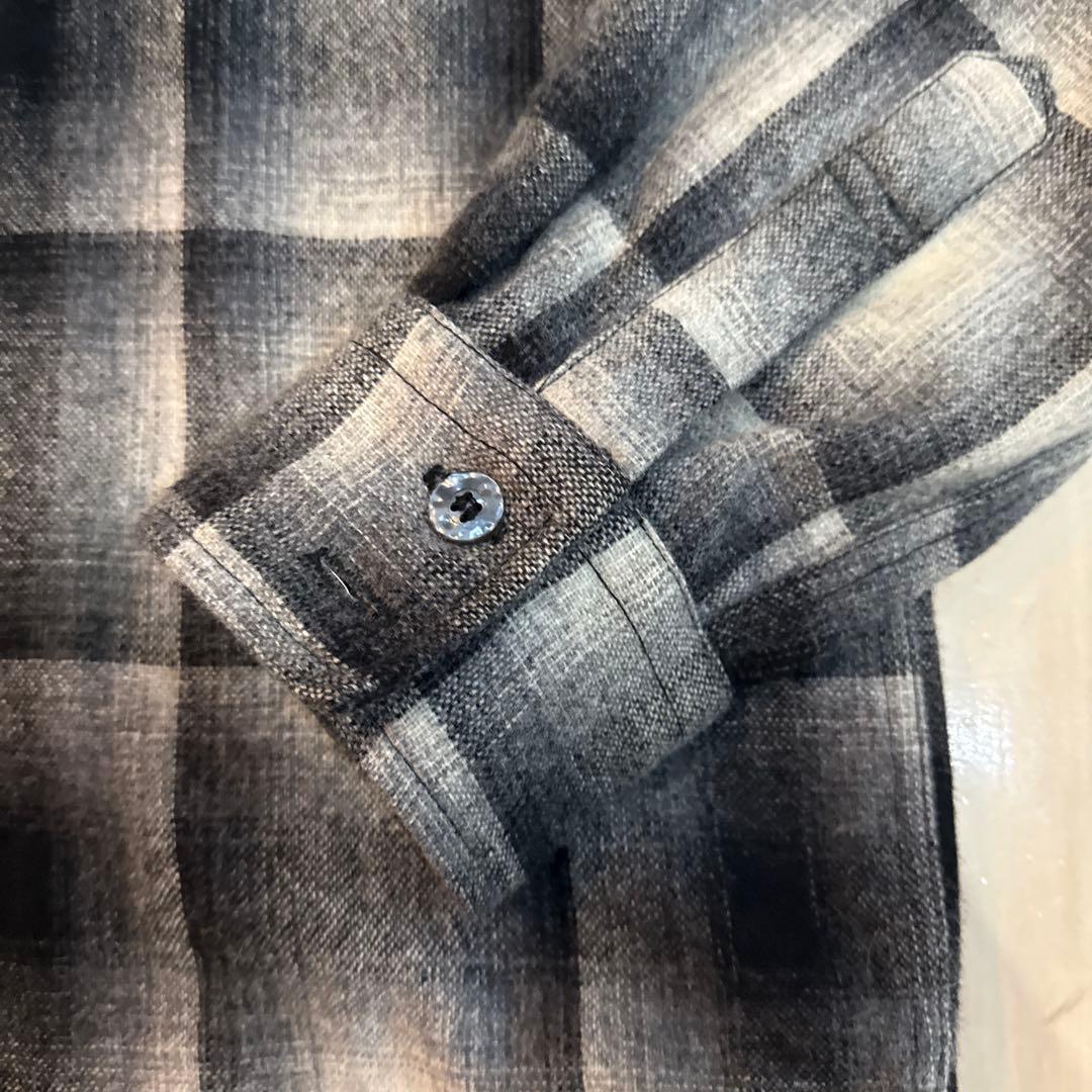 T*0様 極美品　Cascade オンブレ　ウール　チェックシャツ　黒白