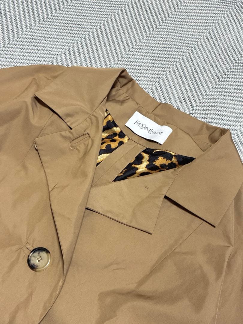 未使用品級 YSL フランス製 トレンチコート ブラウン 七分丈