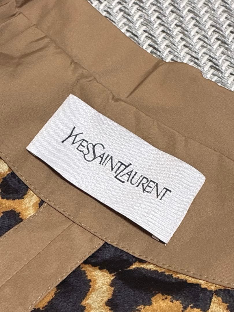 未使用品級 YSL フランス製 トレンチコート ブラウン 七分丈