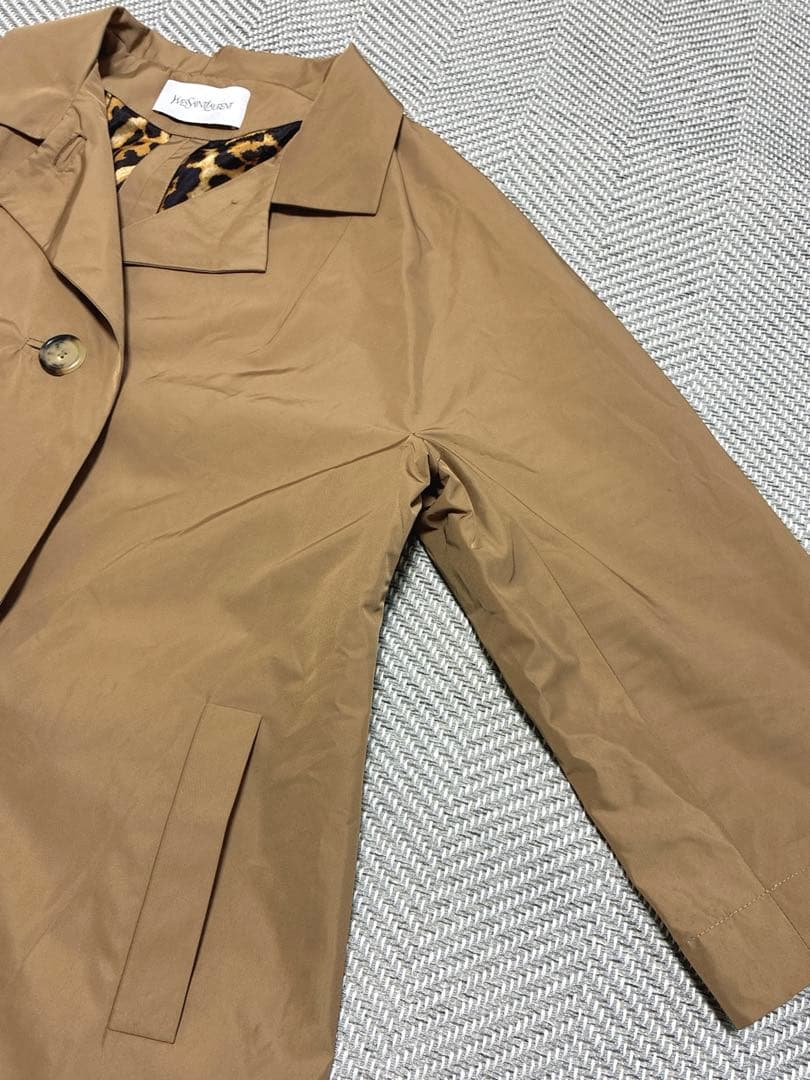 未使用品級 YSL フランス製 トレンチコート ブラウン 七分丈