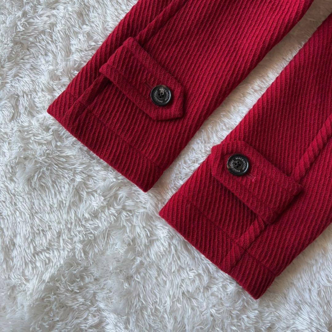 美品✨マッキントッシュフィロソフィー ヘリンボーン ロングダッフルコート レッド