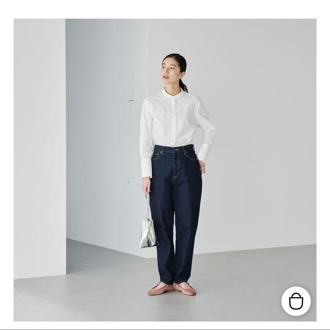 北欧、暮らしの道具店　カジュアルすぎない大人顔　テーパードデニム　L