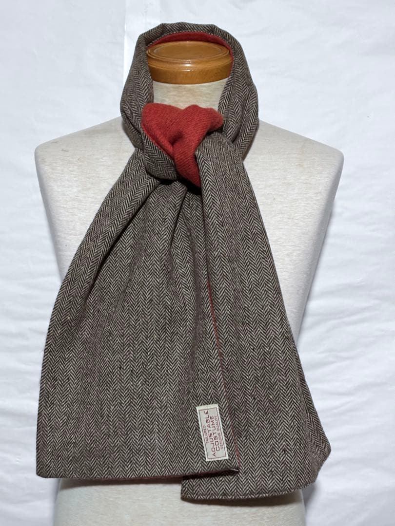 ADJUSTABLE COSTUME ヘリンボーンマフラーリバーシブル美品
