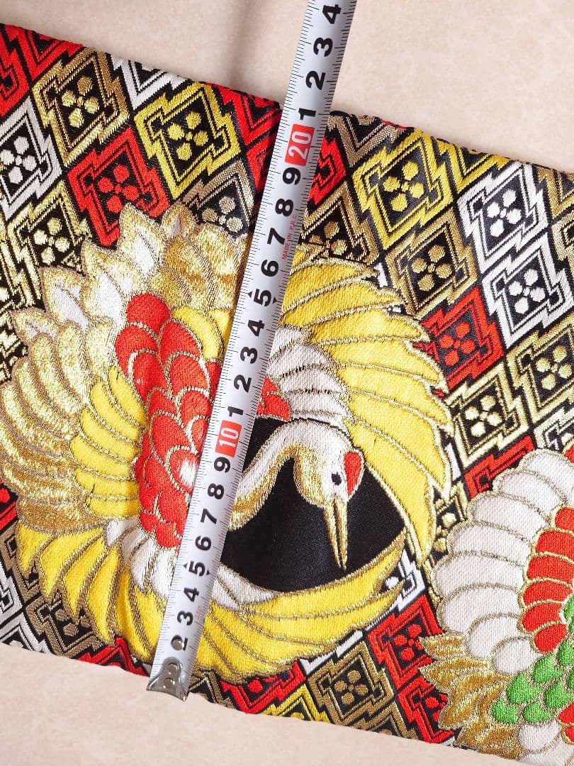 七五三　袋帯　全通柄　正絹　鶴柄　丸帯