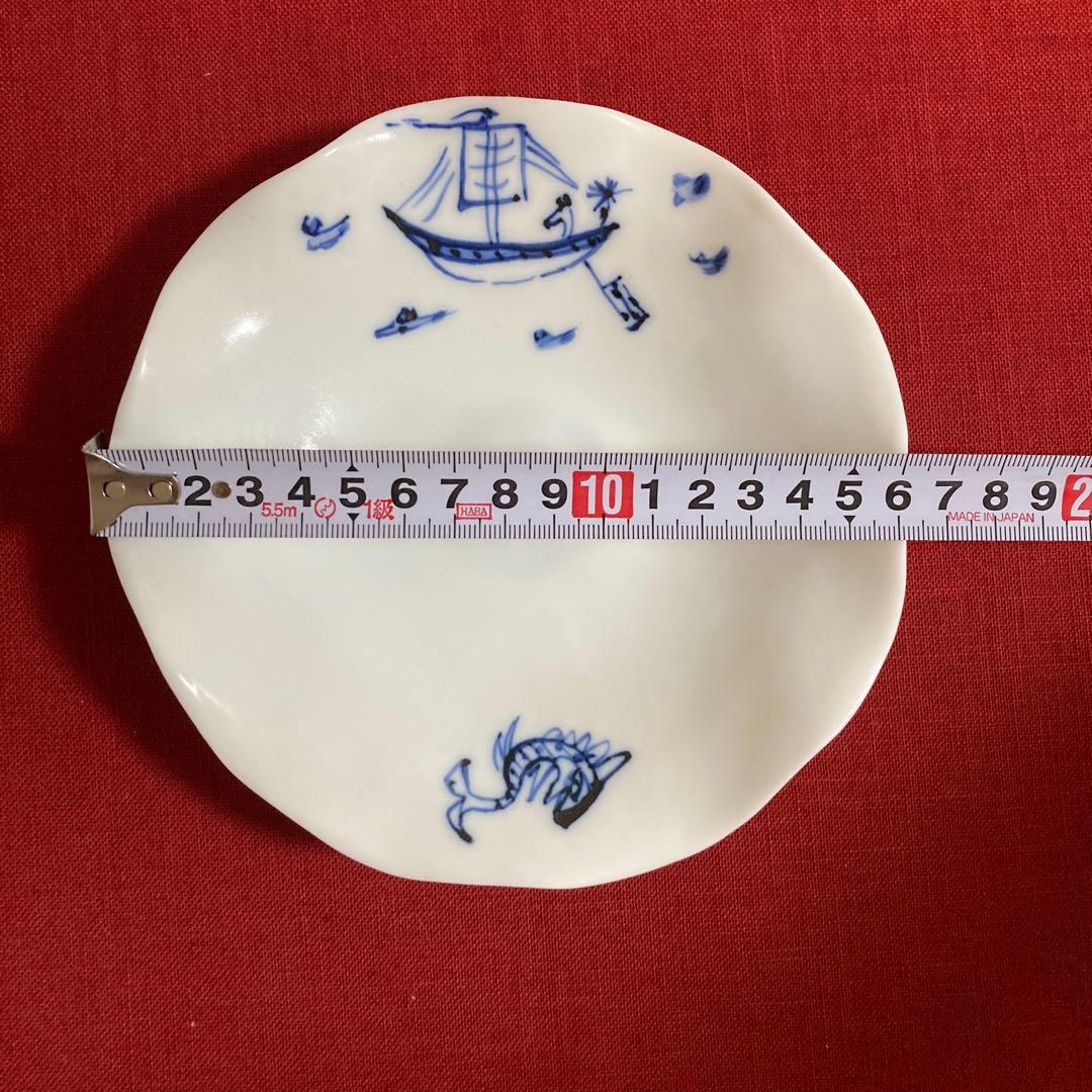 美濃焼　黒岩卓実作　呉須豹紋大鉢　銘々皿セット