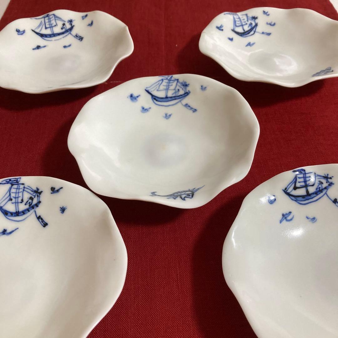 美濃焼　黒岩卓実作　呉須豹紋大鉢　銘々皿セット