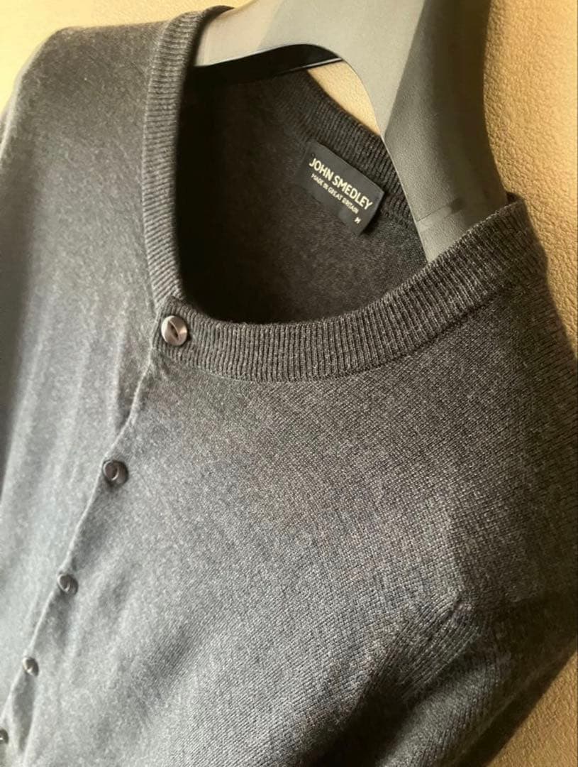 ア*ー様 JOHN SMEDLEY ウール クルーネック 24G カーディガン