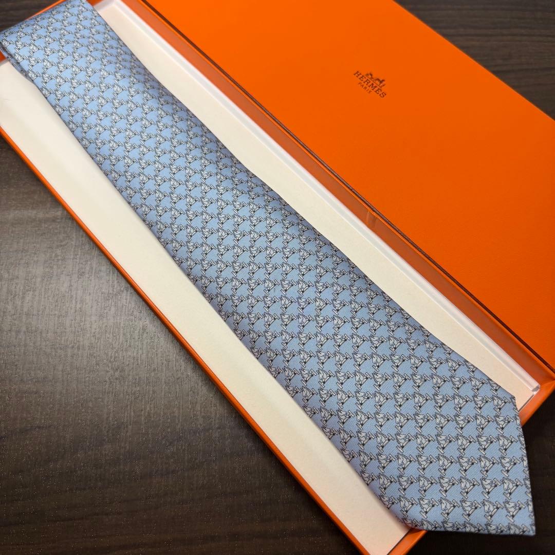 未使用 近年モデル HERMES エルメス 干支『丙午年』× Hロゴ ネクタイ