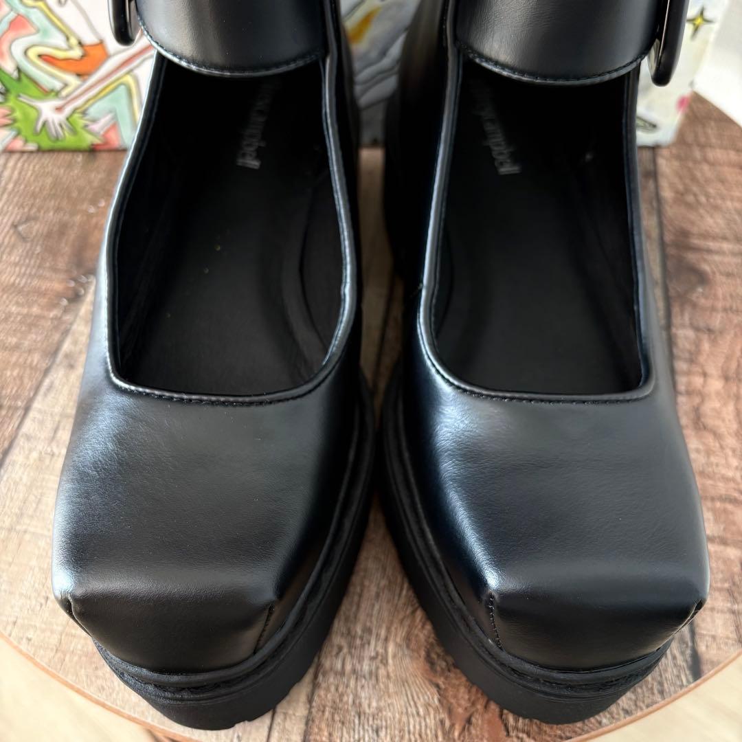 【美品】ジェフリーキャンベル 太ベルト 厚底 パンプス 黒 本革 36