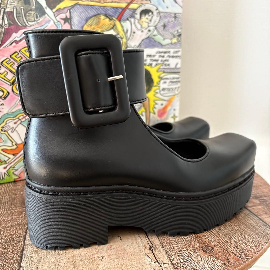 【美品】ジェフリーキャンベル 太ベルト 厚底 パンプス 黒 本革 36
