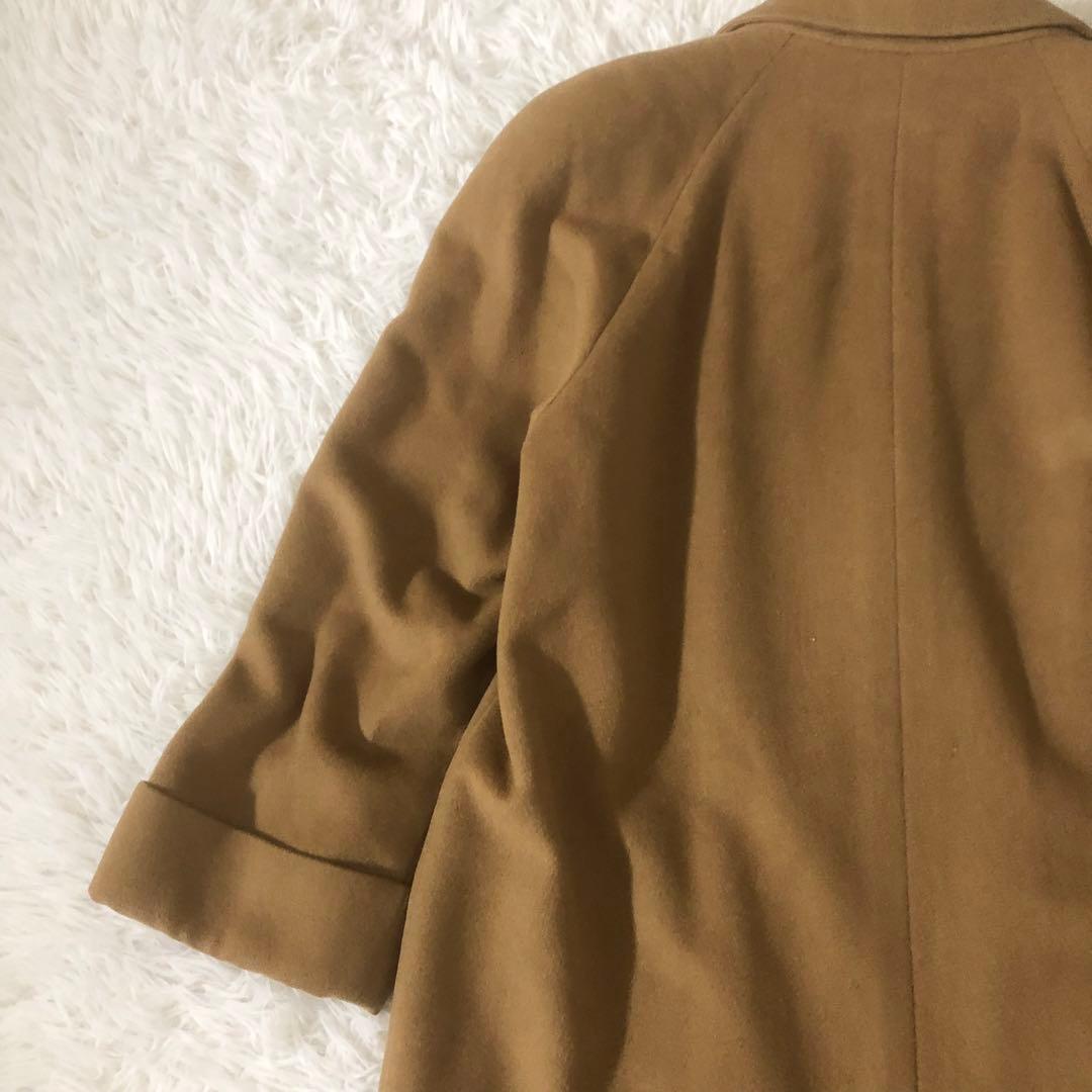 美品 バーバリー ダブルチェスターコート カシミヤ混 ロング 裏地総柄 9AB2