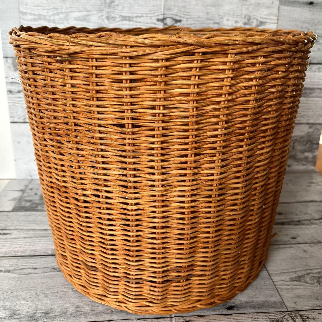 ラタン バスケット 収納 かご 籐 リビング ずんどう オシャレ 存在感