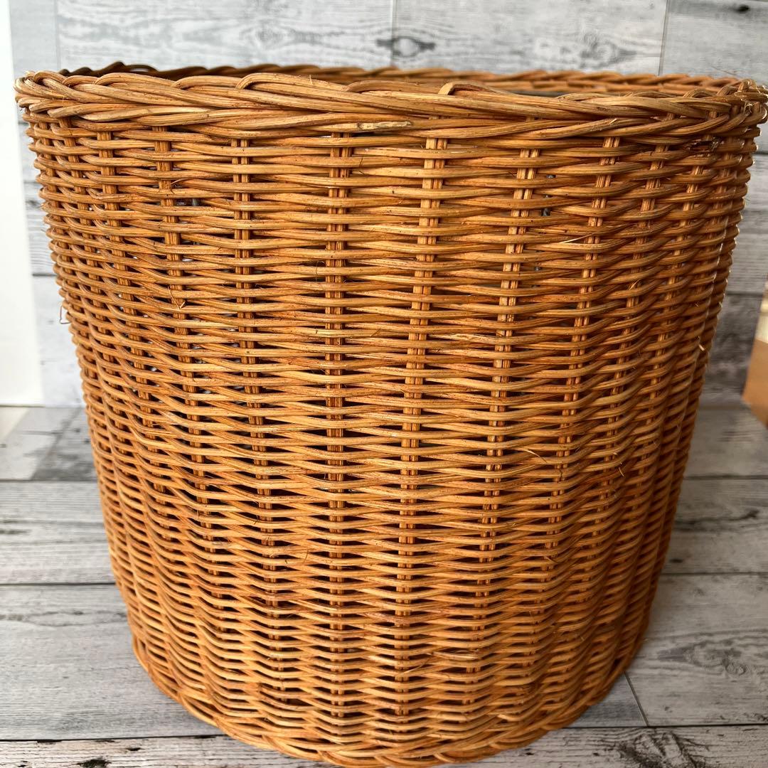 ラタン バスケット 収納 かご 籐 リビング ずんどう オシャレ 存在感