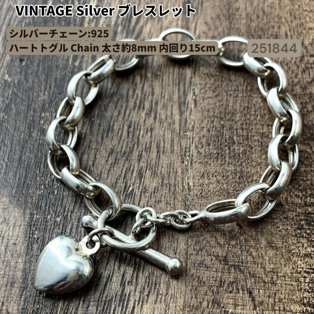 ヴィンテージ パフィハートブレスレット925シルバー スウィートハートジュエリー