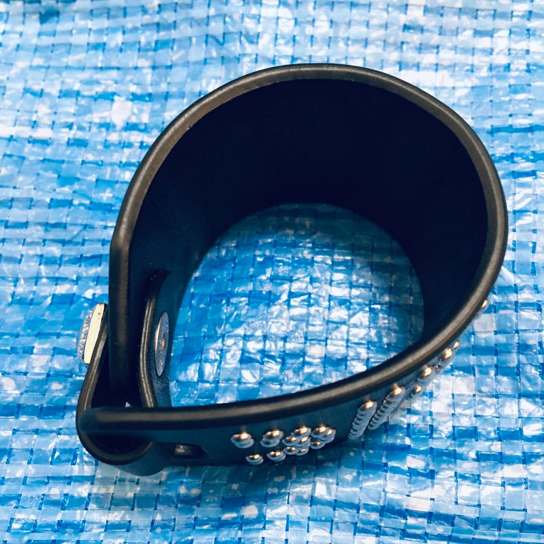 ヒステリックグラマー⬛︎ロゴスタッズブレスレット⬛︎バングル⬛︎ブラック⬛︎レザー