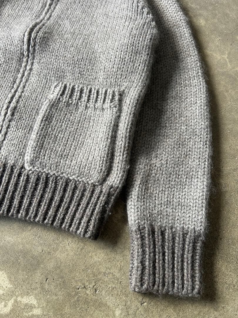 美品 MHL. カウチンニット 厚手 ショールカラー ウール100% グレー