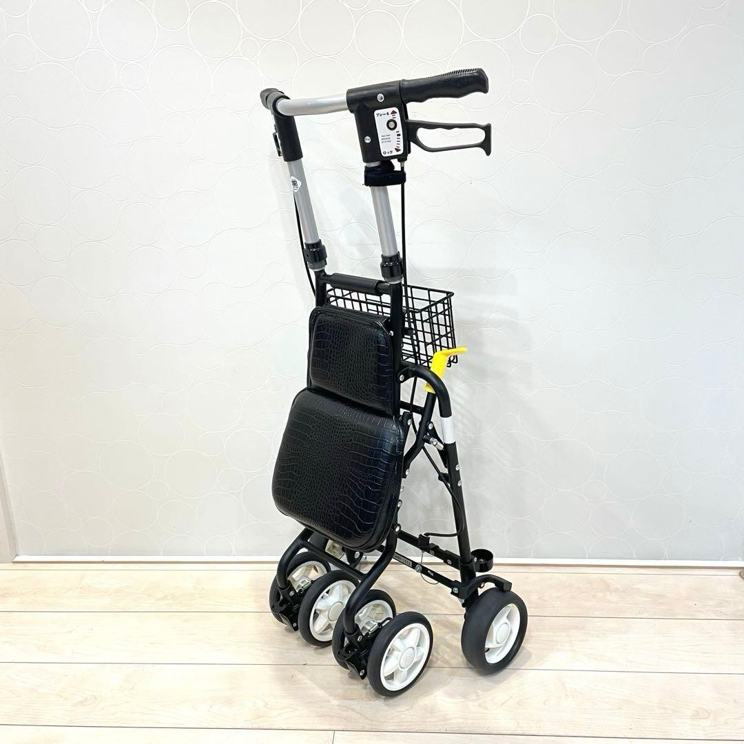 【美品】島製作所 テノールLEVO 高級シルバーカー クロコ調 折りたたみ