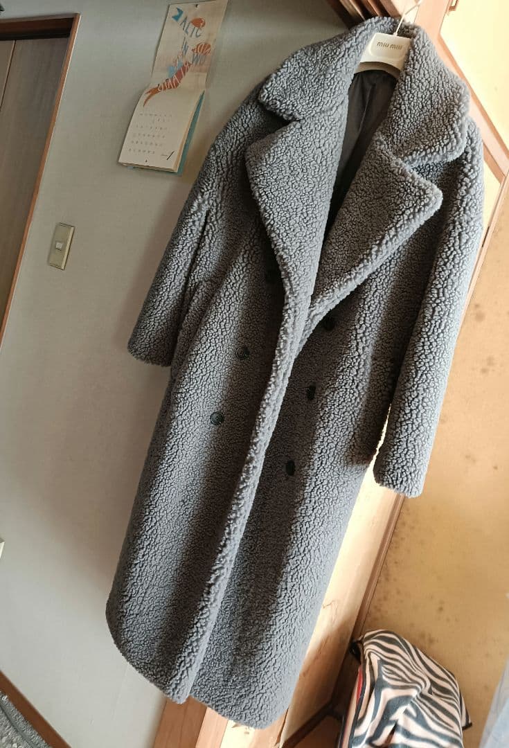 ZARA テディコート ボアコート グレーS
