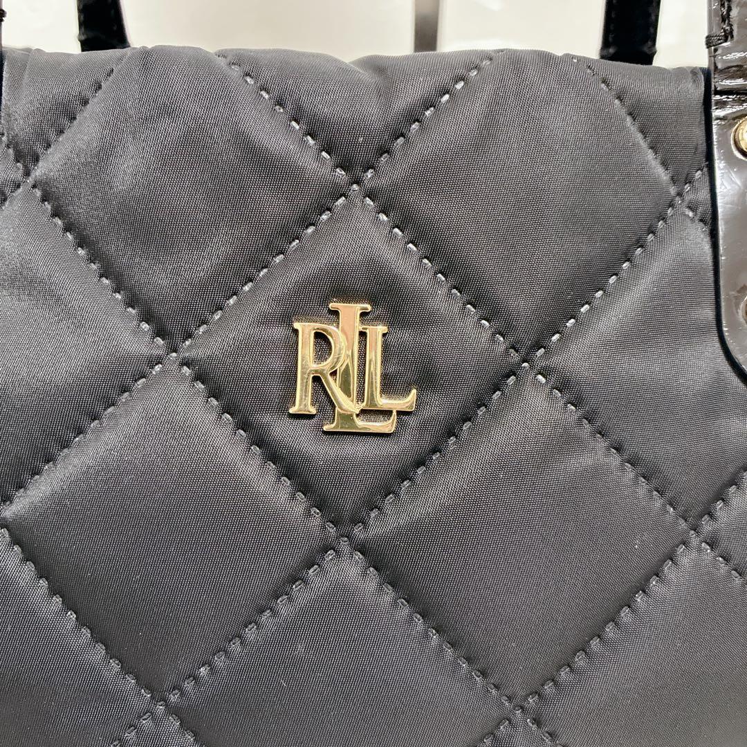 【美品】ローレンラルフローレン キルティング トートバッグ 金ロゴ ミニポーチ