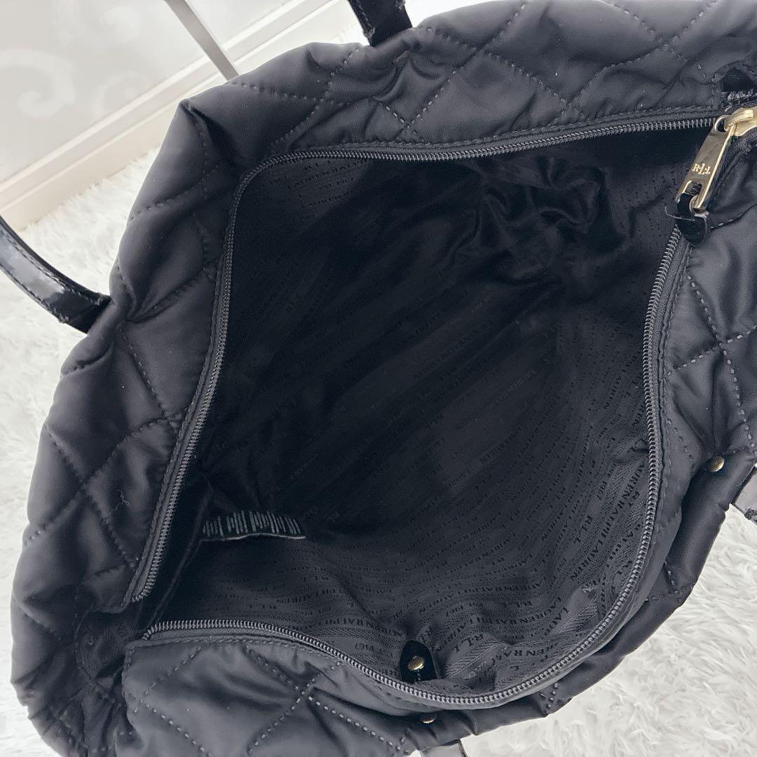 【美品】ローレンラルフローレン キルティング トートバッグ 金ロゴ ミニポーチ