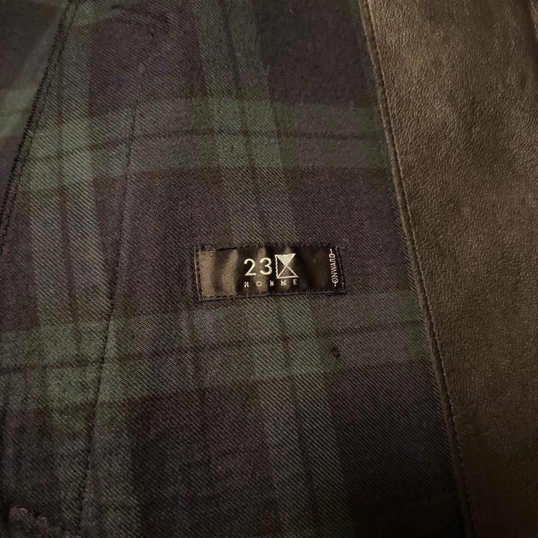 23区HOMME　レザージャケット　ブラック　本革　羊革　ライダース　丈長め