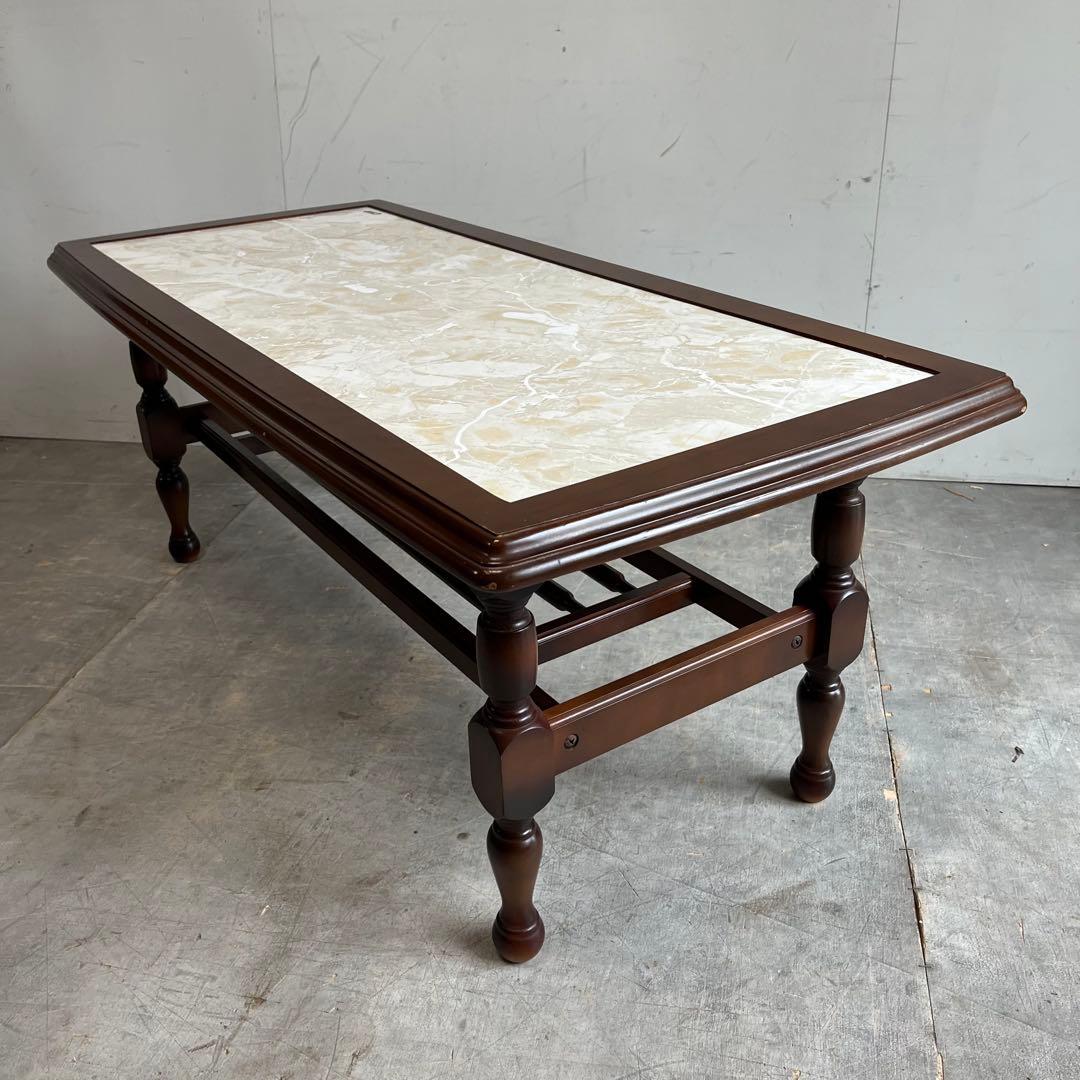 アンティーク オールド カリモク センターテーブル 大理石調 レトロ z512
