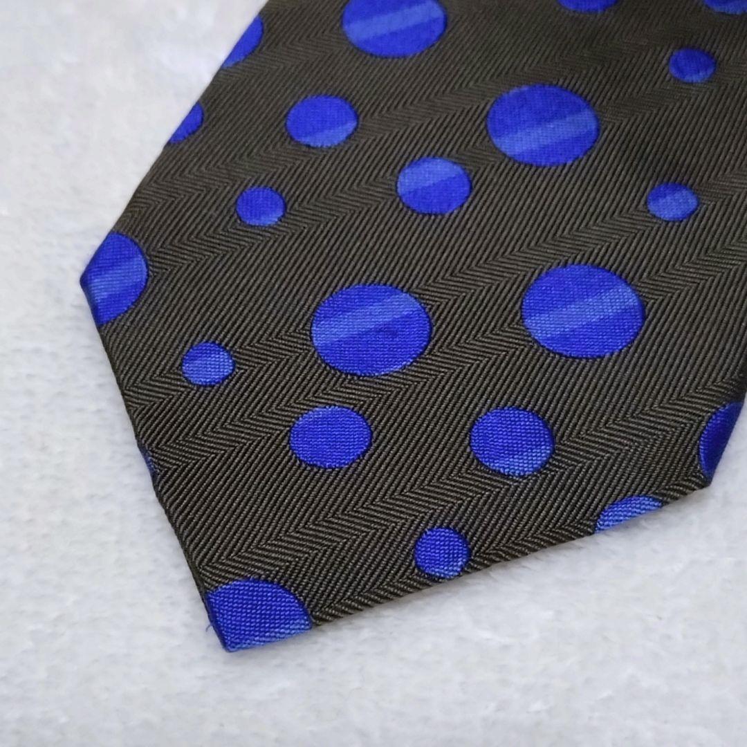 美品■コムデギャルソンオムドゥ　ネクタイ　ドット　水玉　カーキ　ブルー