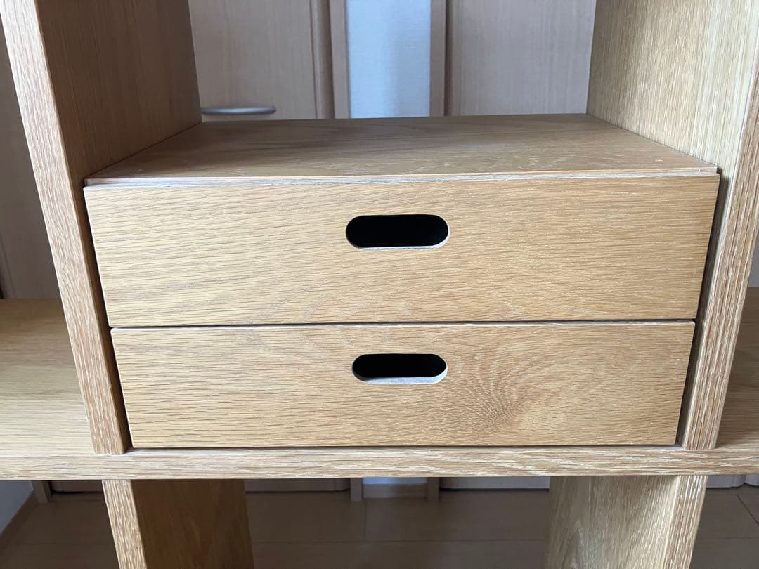 無印良品スタッキングシェルフオーク材&スタッキングチェストハーフ引出し2段