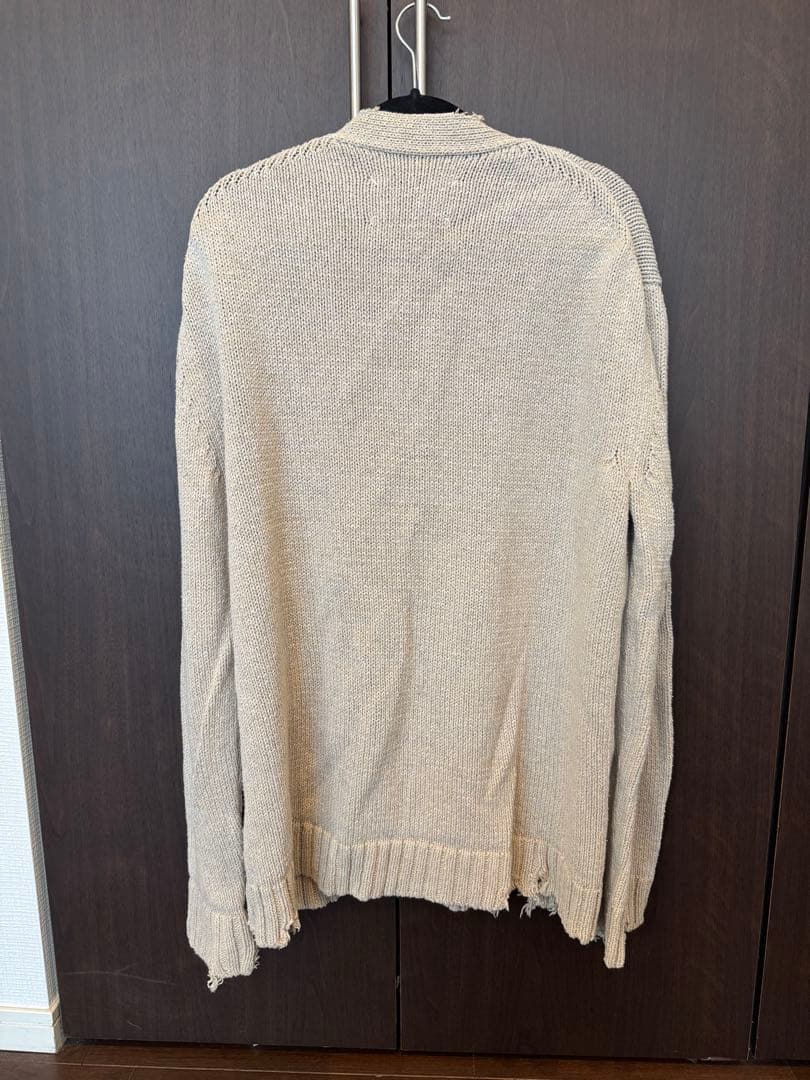 Margiela ダメージ　ベージュ ニットカーディガン サイズ　L