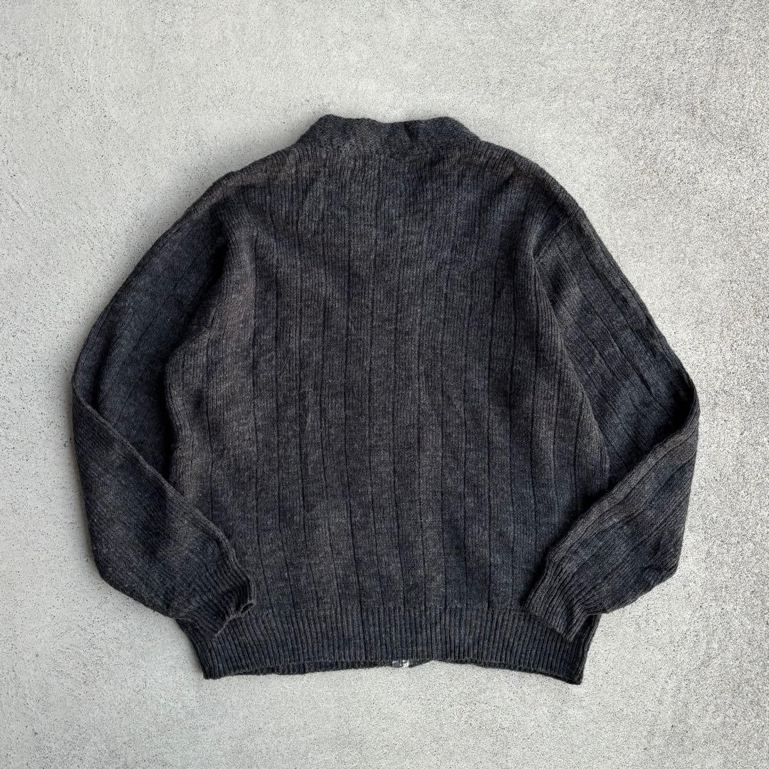 希少 00s ヴィンテージ古着 ジップアップ ニットブルゾン L グレー