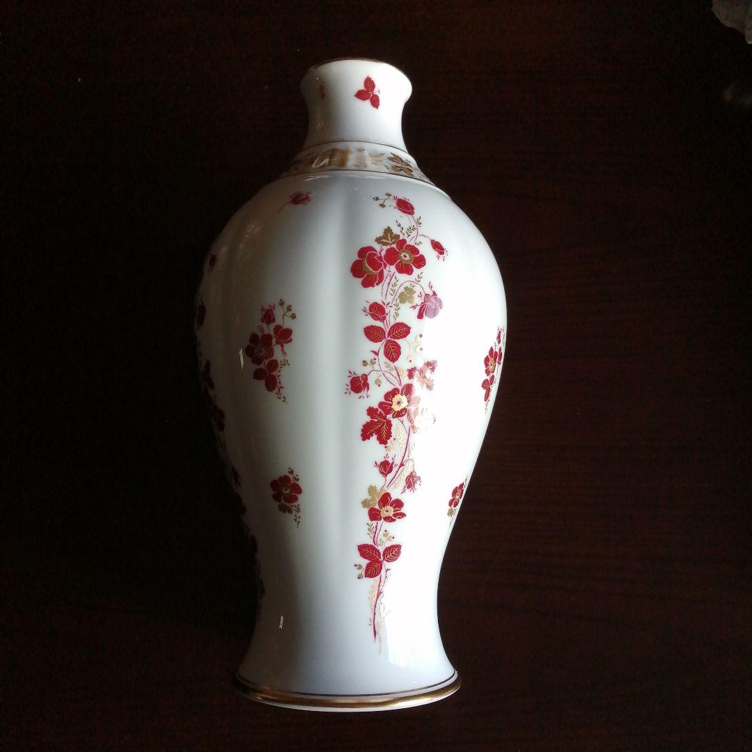 大倉陶園　金彩赤花画花瓶　35cm