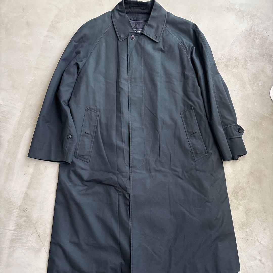 希少バーバリー ステンカラーコート ウールライナー メンズ 紺色