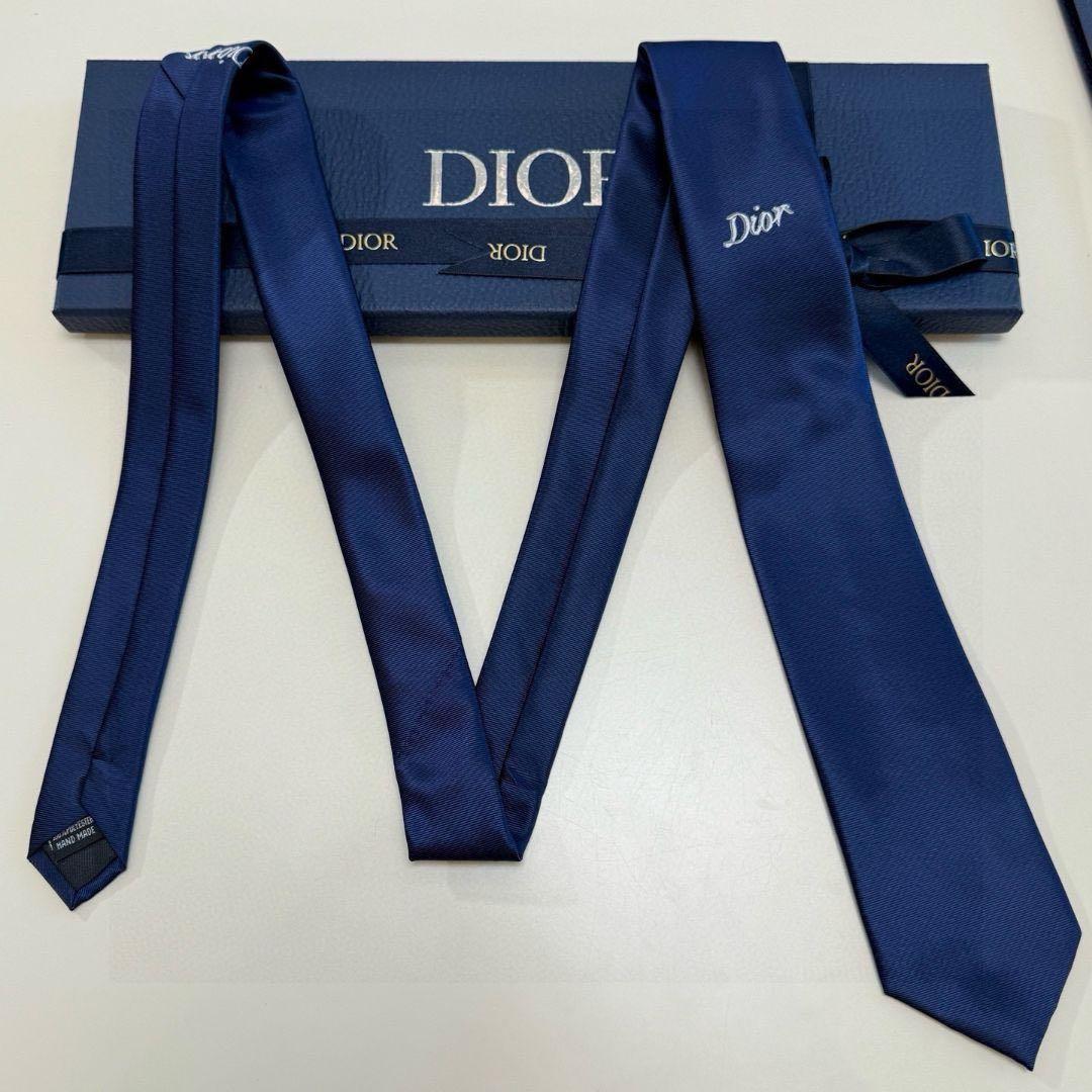 DIOR ネクタイ ネイビー ロゴ刺繍 メンズ ビジネス フォーマル