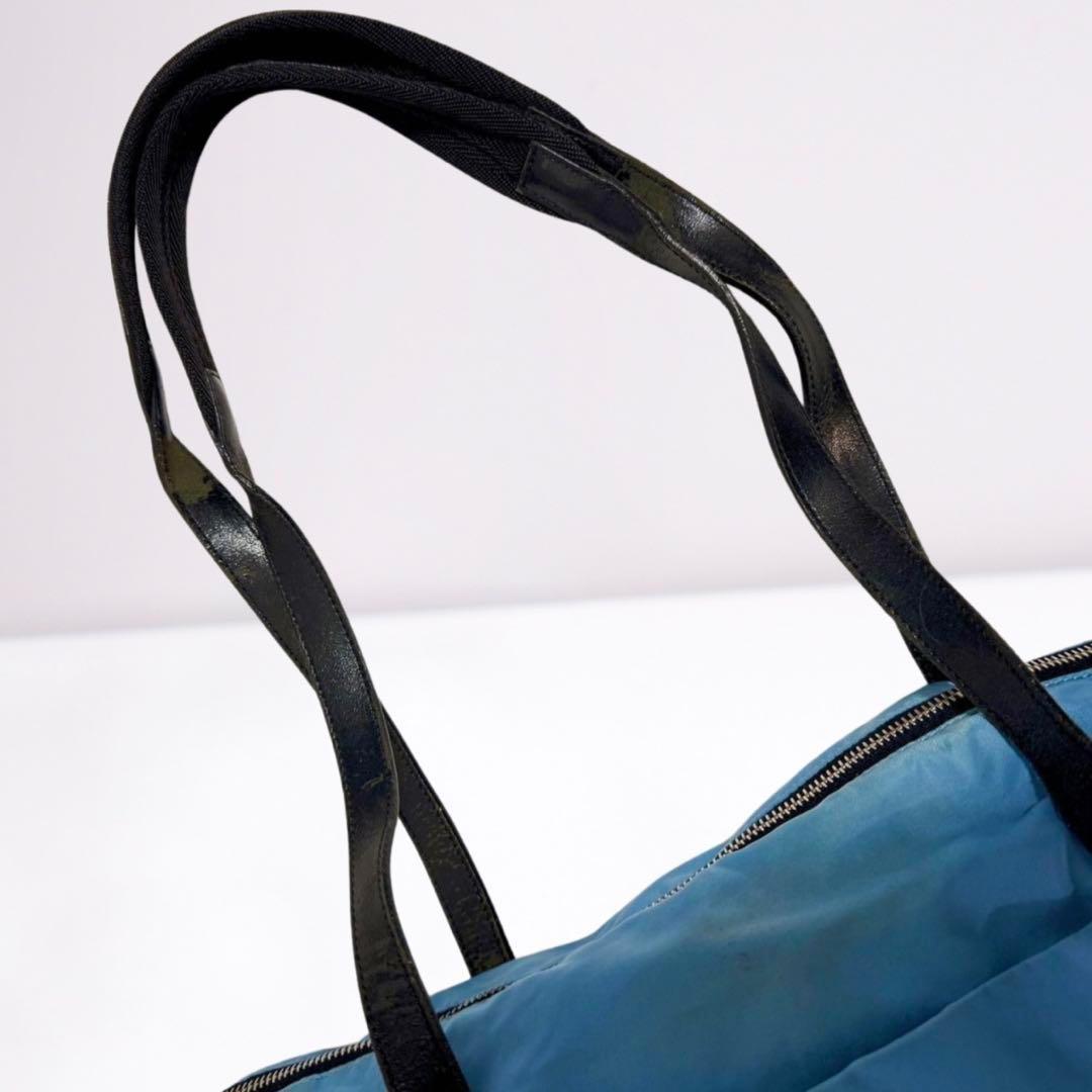 【正規品】プラダ PRADA ボストンバッグ 三角ロゴ ナイロン 青系 男女兼用