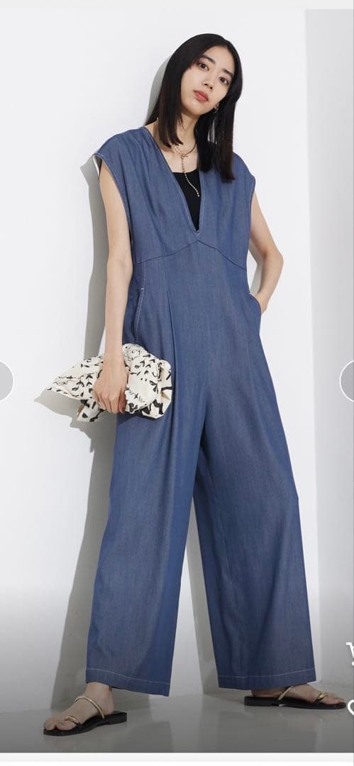 qualite ソフトデニムオールインワン