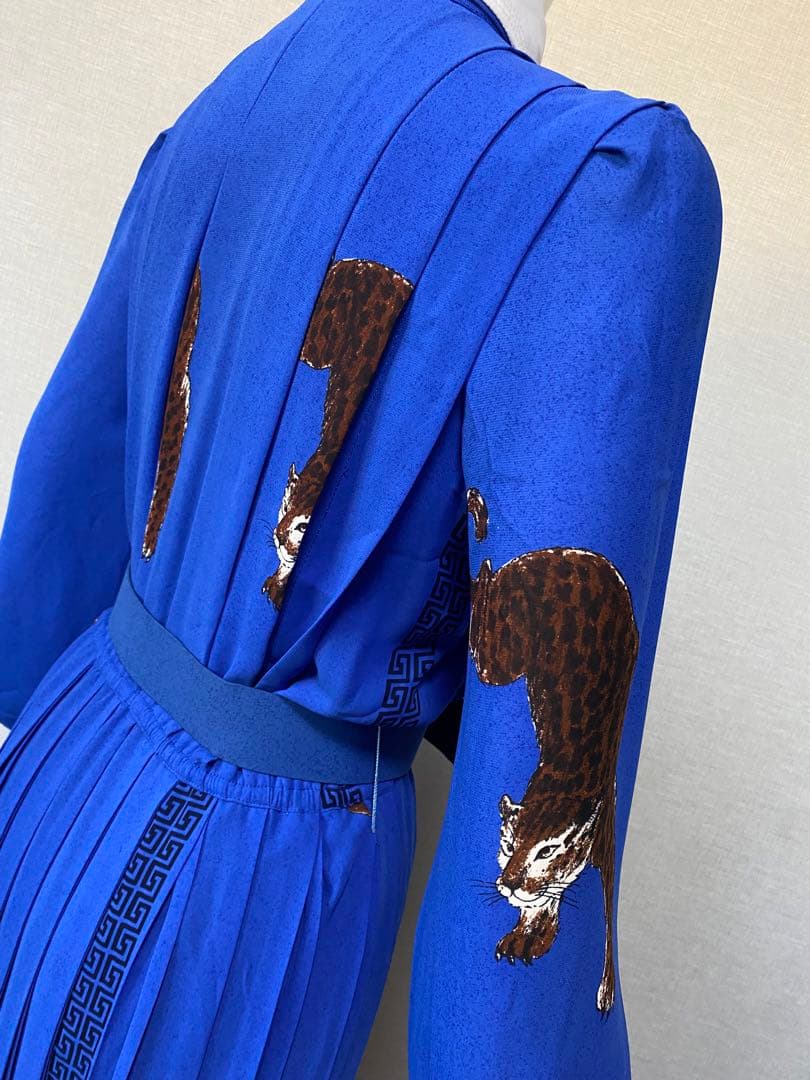 伊太利屋 イタリヤ vintage プリーツ ロングワンピース 虎 昭和レトロ