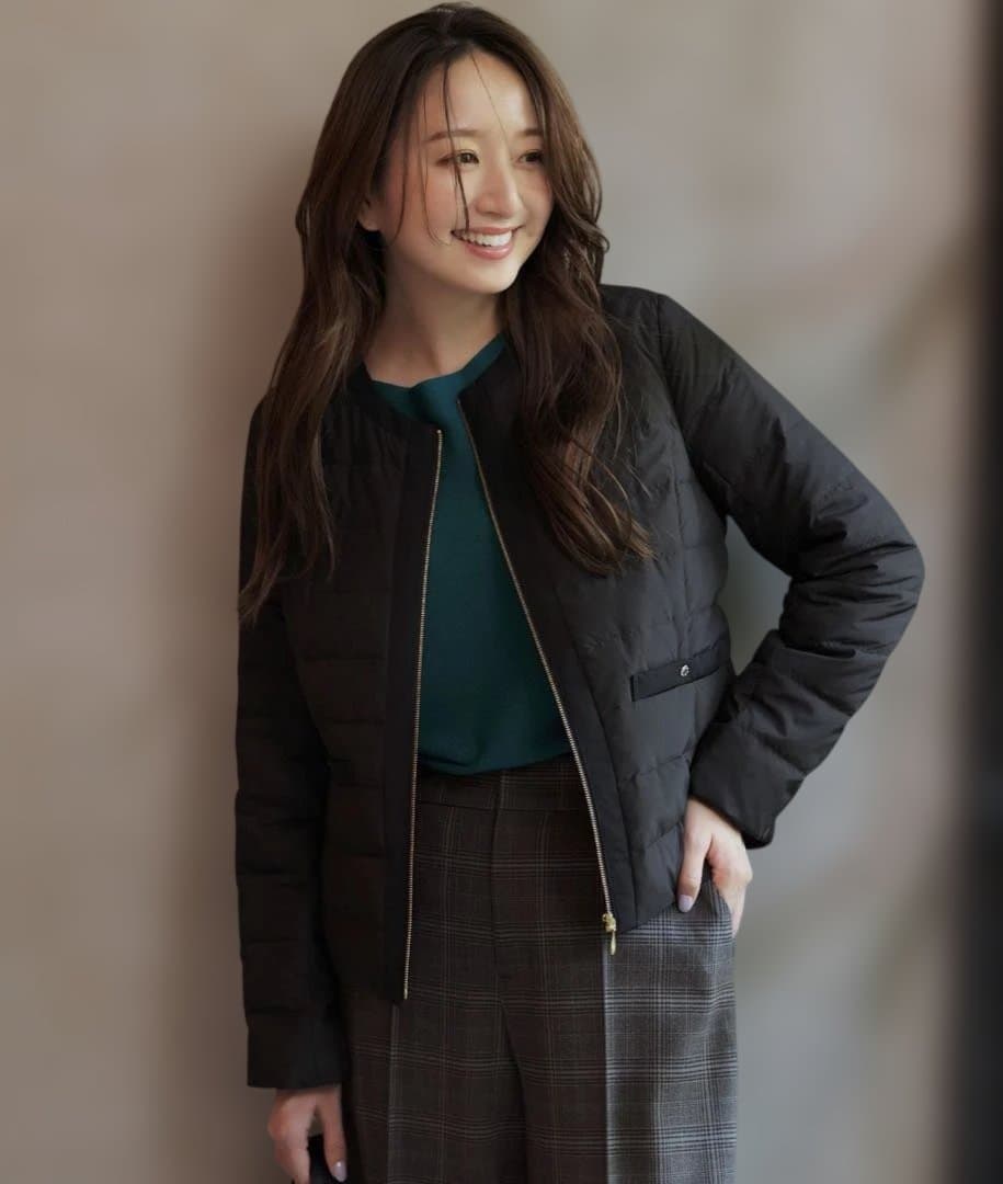 anySiSノーカラーダウン ジャケット　S ブラック