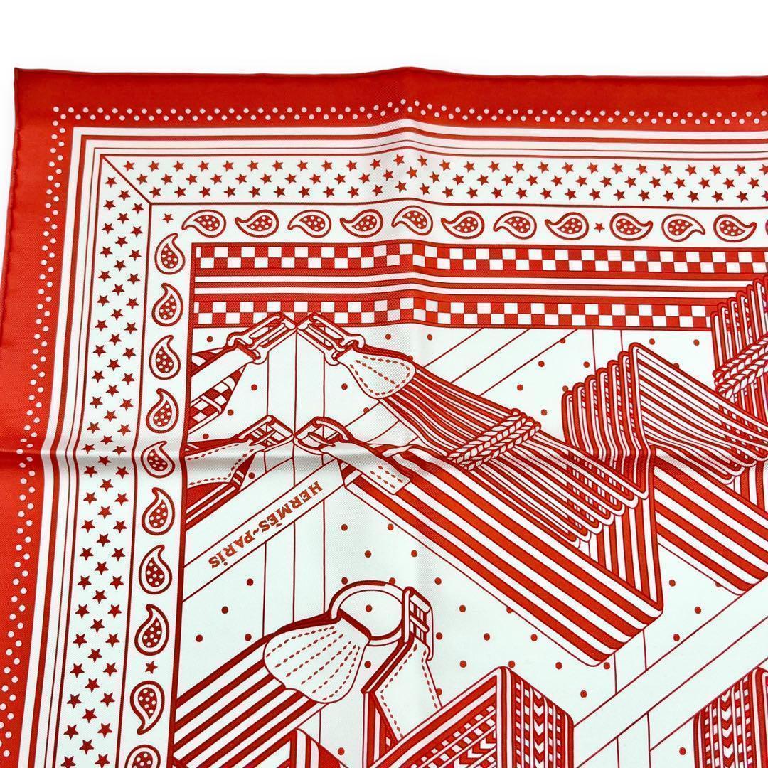 【未使用品】HERMES カレ55 ジグザグのサンダル スカーフ 赤