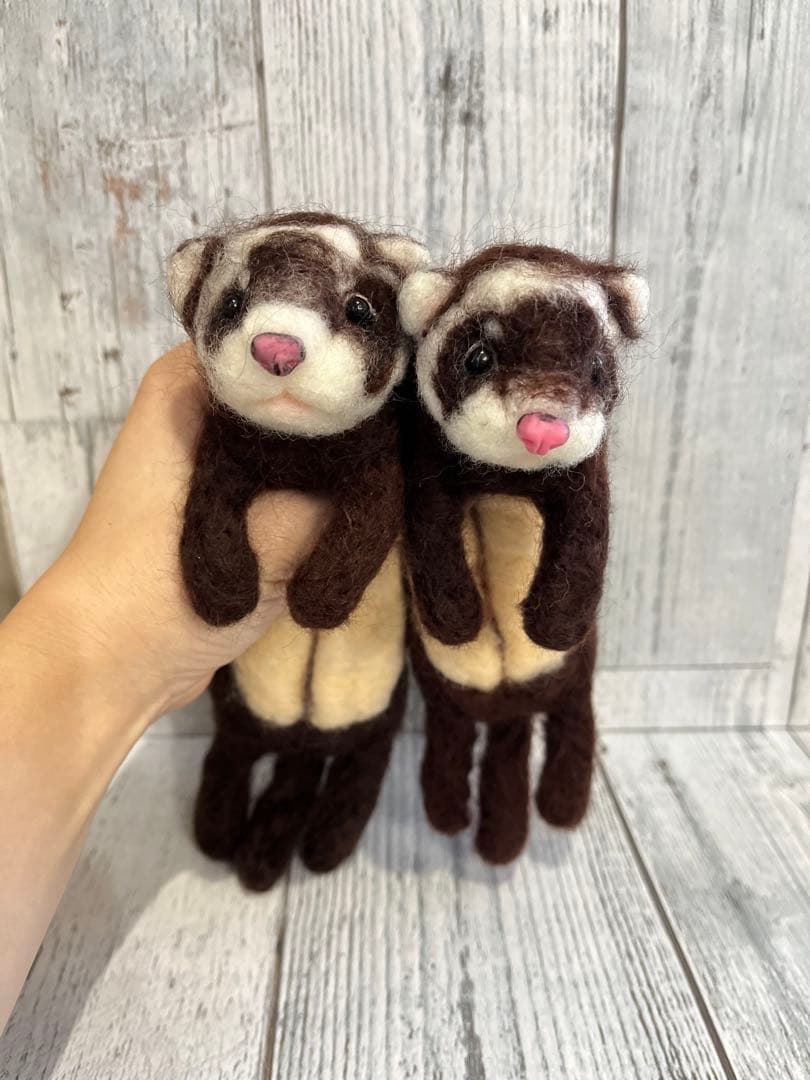 抱っこして！フェレット　羊毛フェルト　うちの子オーダー　マーシャルフェレット