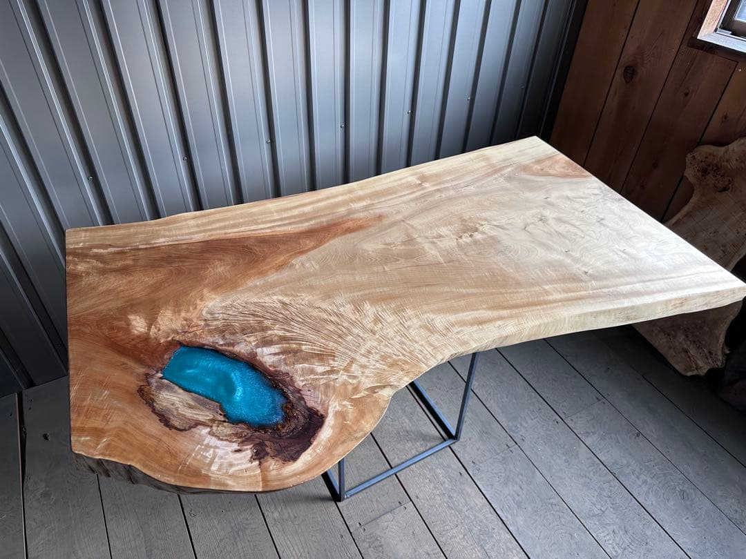 栃　トチ　一枚板　無垢材　ダイニング　テーブル　カウンター　ウォールナットポプラ