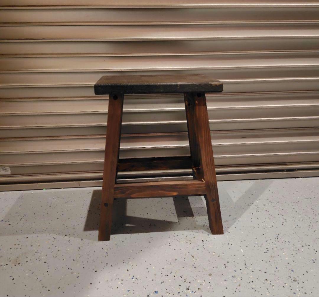木製シンプルスツール ダークブラウン
