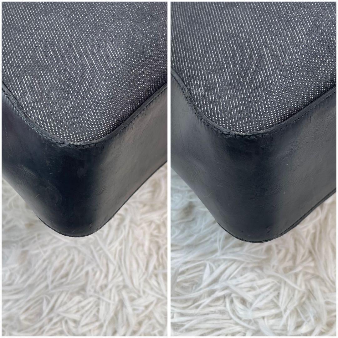 美品✨GUCCI グッチ シェリーライン デニム×レザー トートバッグ 黒