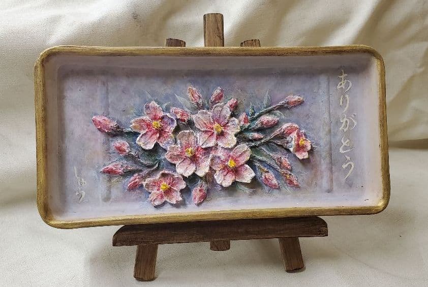浮き彫り彫刻画 さくら 高級ウェルカムボード イーゼル付