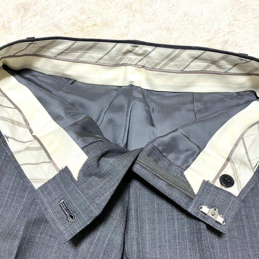 ★極美品★NEWYORKER パンツスーツセットアップ ストライプ モヘヤ 7号