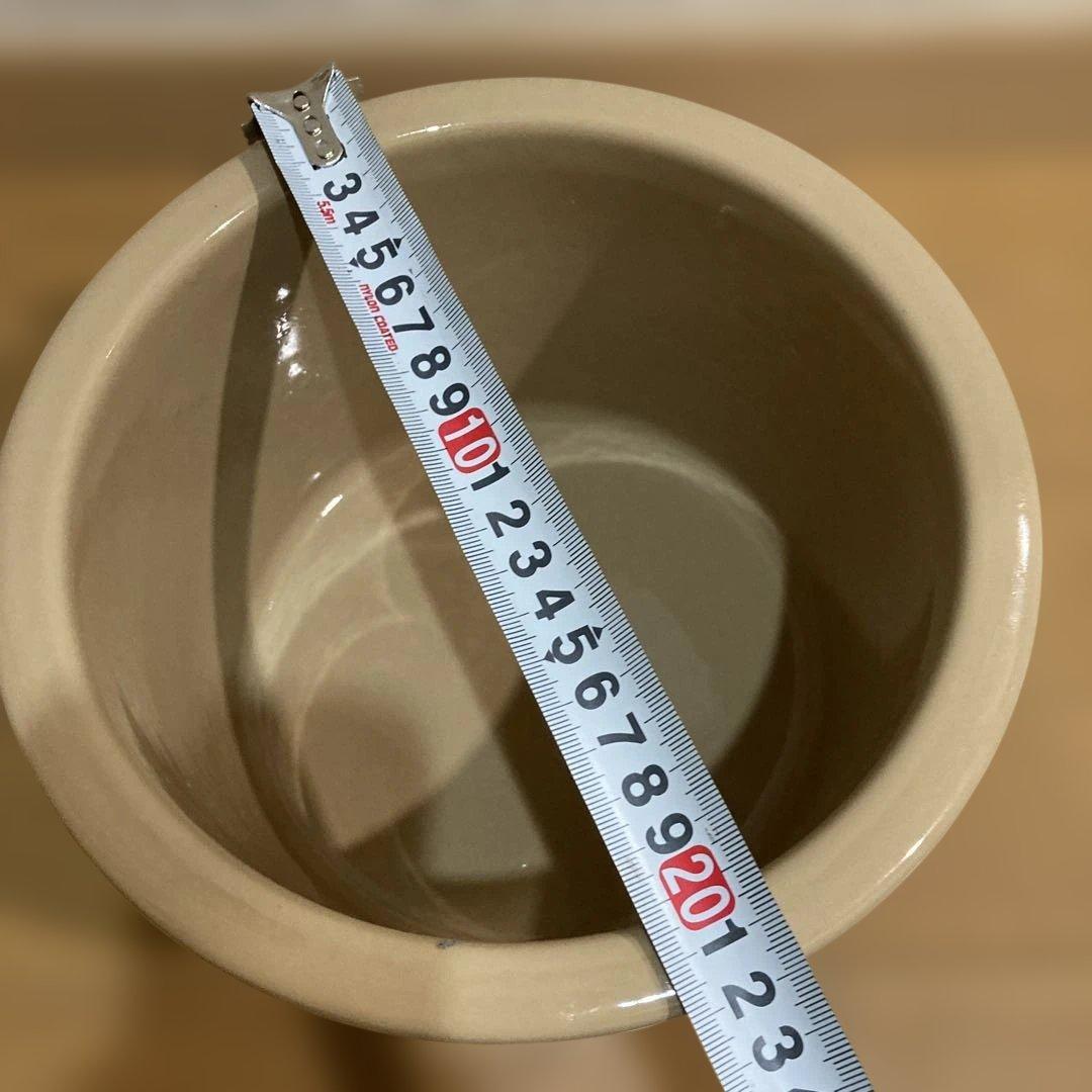 久松　切立　かめ　蓋付き　アイボリー　　無公害おもし