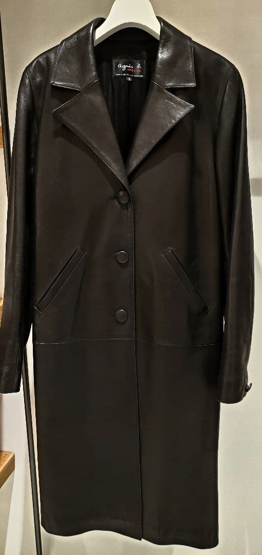 最終お値下げしました美品agnès b. レザーコート34000円！