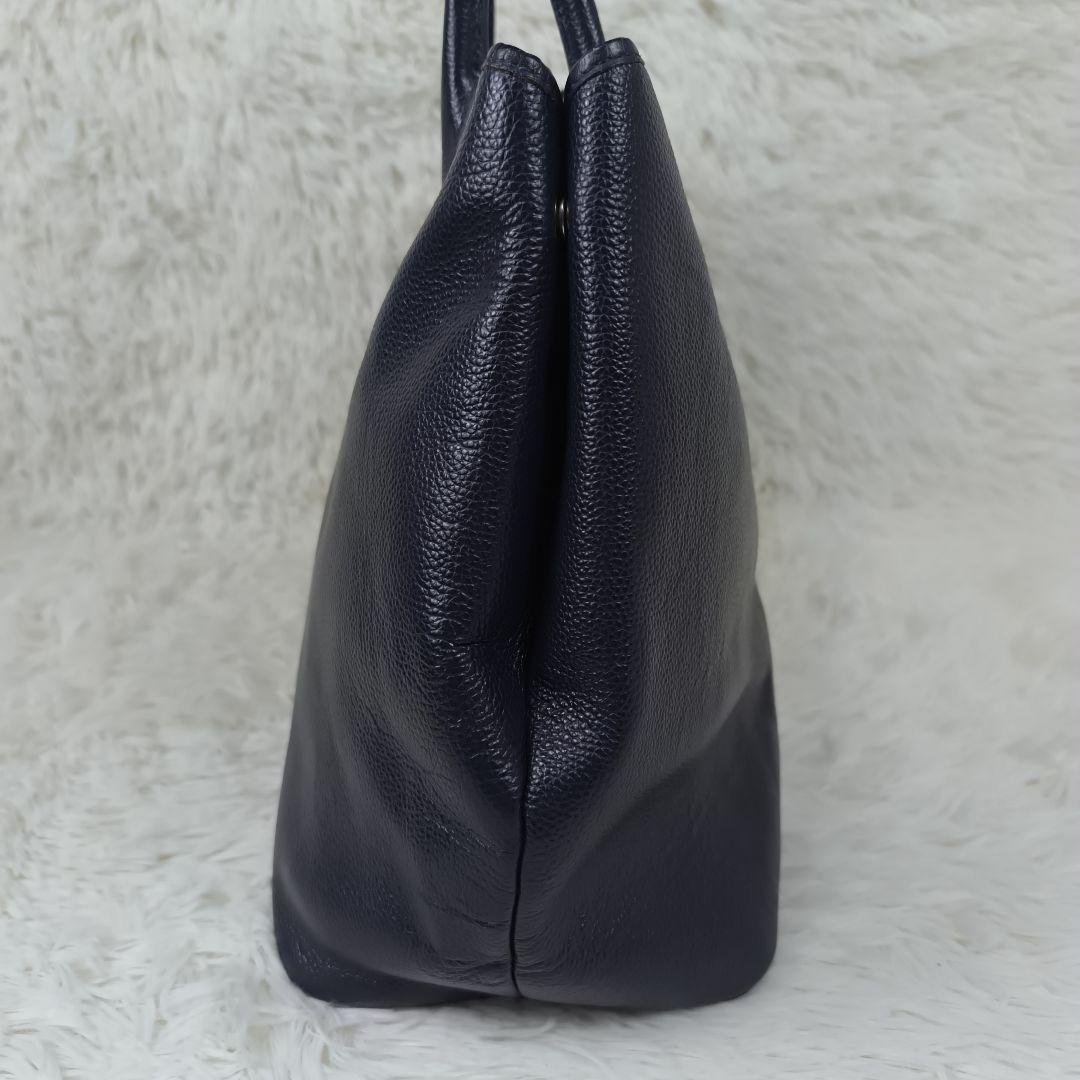 ✨極美品✨ ユナイテッドアローズ トートバッグ レザー シボ 紺 肩掛け A4可