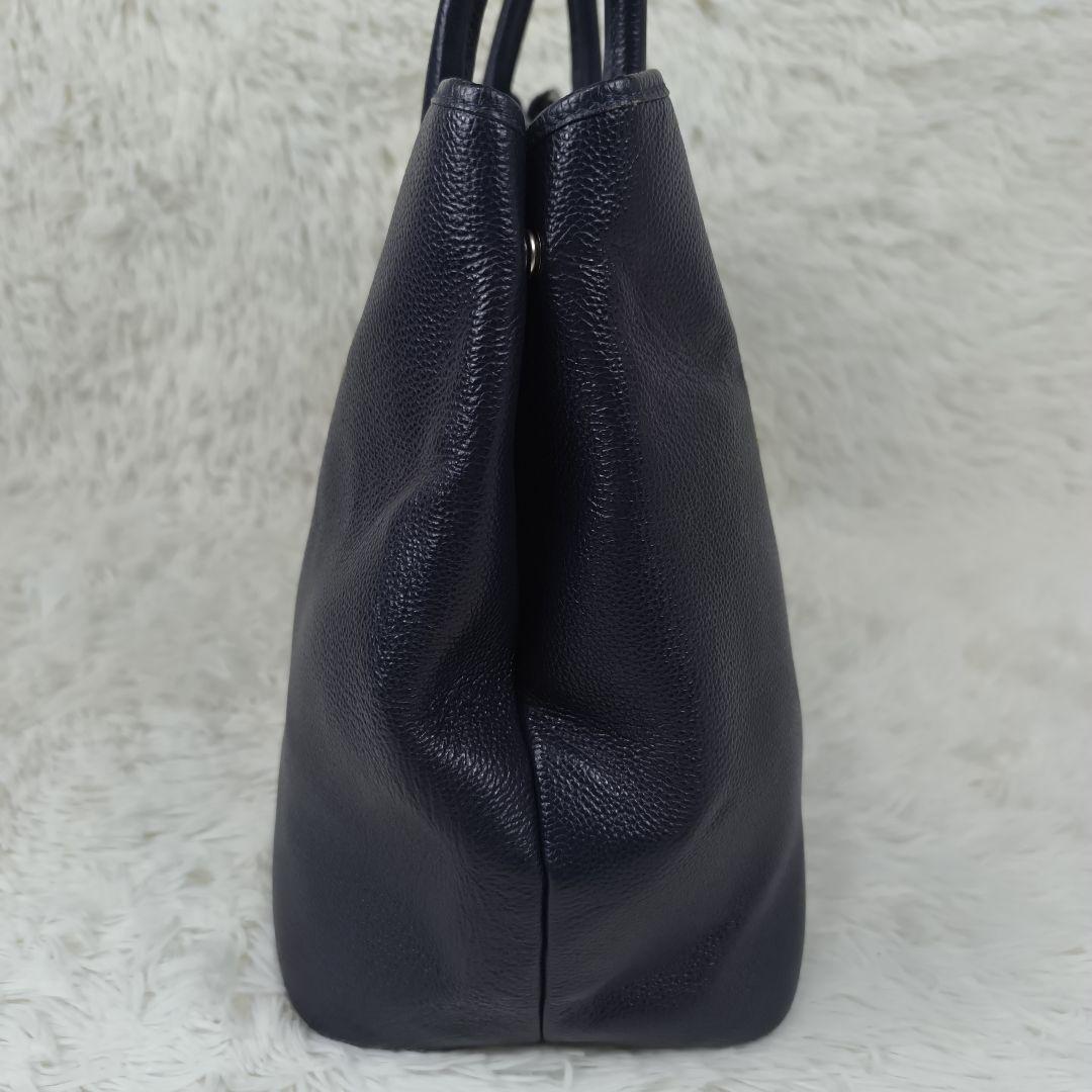 ✨極美品✨ ユナイテッドアローズ トートバッグ レザー シボ 紺 肩掛け A4可
