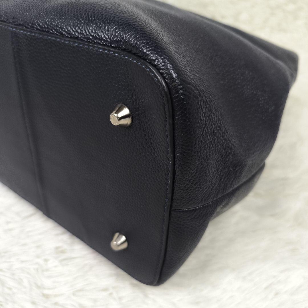 ✨極美品✨ ユナイテッドアローズ トートバッグ レザー シボ 紺 肩掛け A4可
